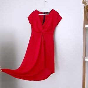 Red Asymmetrical Front Twist dress
